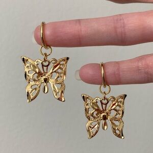 New Vanessa Mooney gold butterfly charm earrings butterfly jewelry gold charms